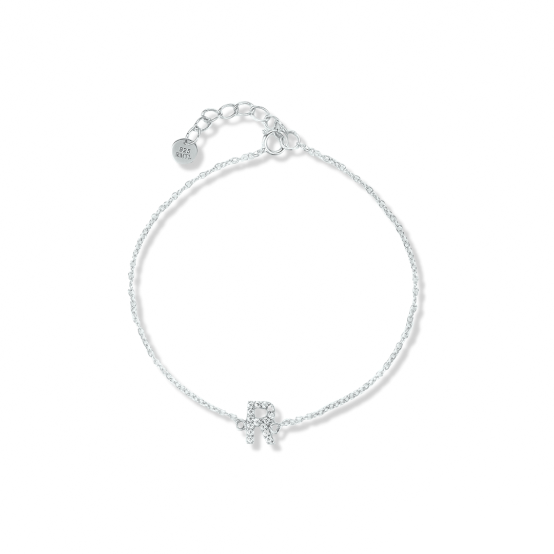 Women's Silver Diamond Initial V Bracelet