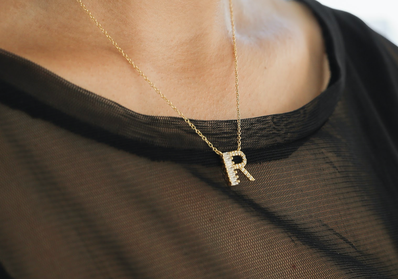 Baguette Initial Necklace