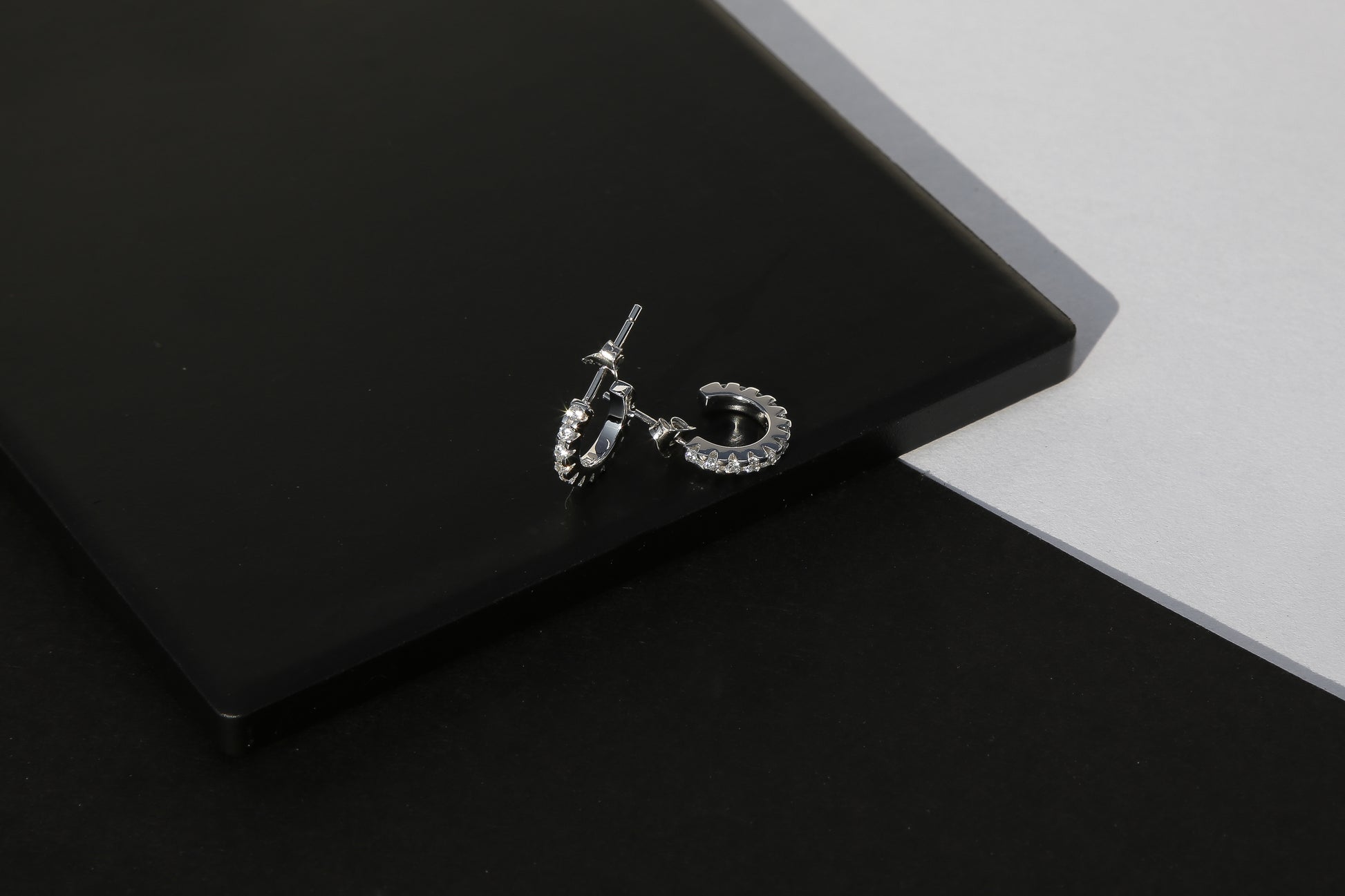 12mm hoop silver earrings display